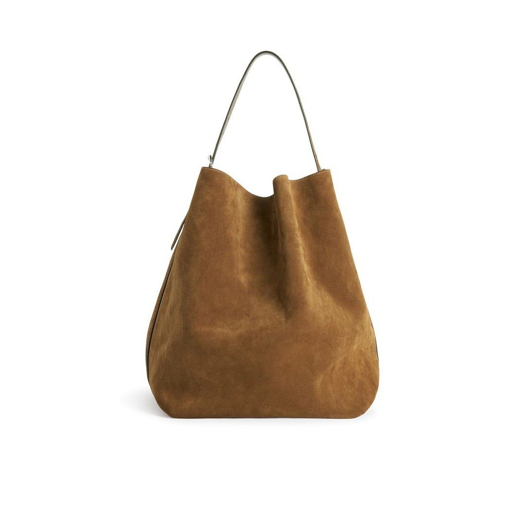 Toteme Belted Tan Brown Suede Tote Bag, Women's