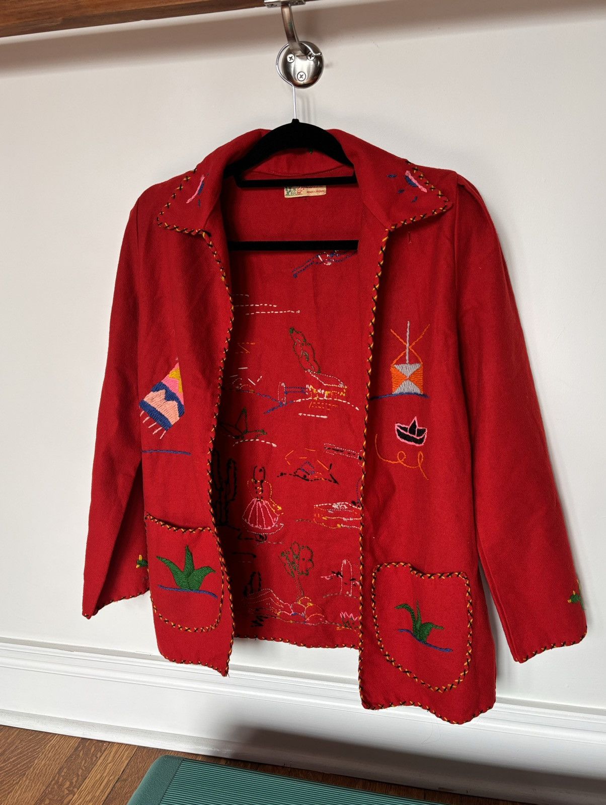 Vintage 1940s Mexican Wool Jacket 1950s Vintage Embroidered By Mikes Size M / US 6-8 / IT 42-44 - 5 Thumbnail