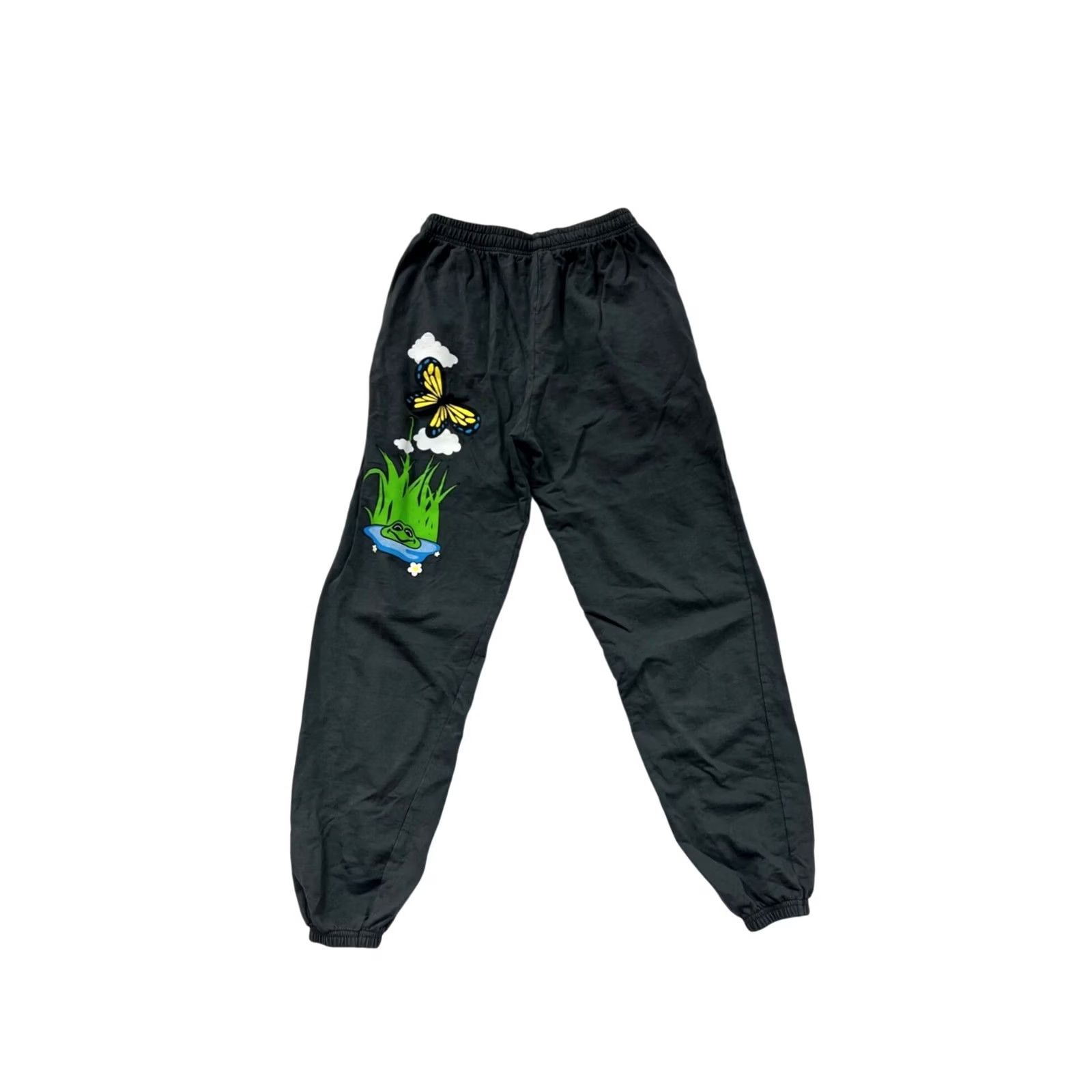 Fanci Club Fan Club Jogger Pants Women Medium Black Get Some Fresh Air Print Elastic Waist 8319 Size 32" / US 10 / IT 46 - 2 Thumbnail