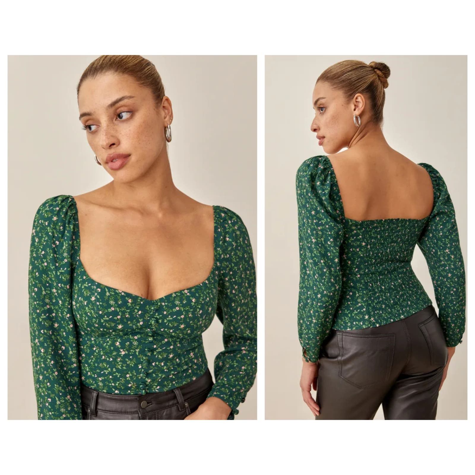 image of NWT Reformation Clio Top (2) in Green, Women's (Size XS)