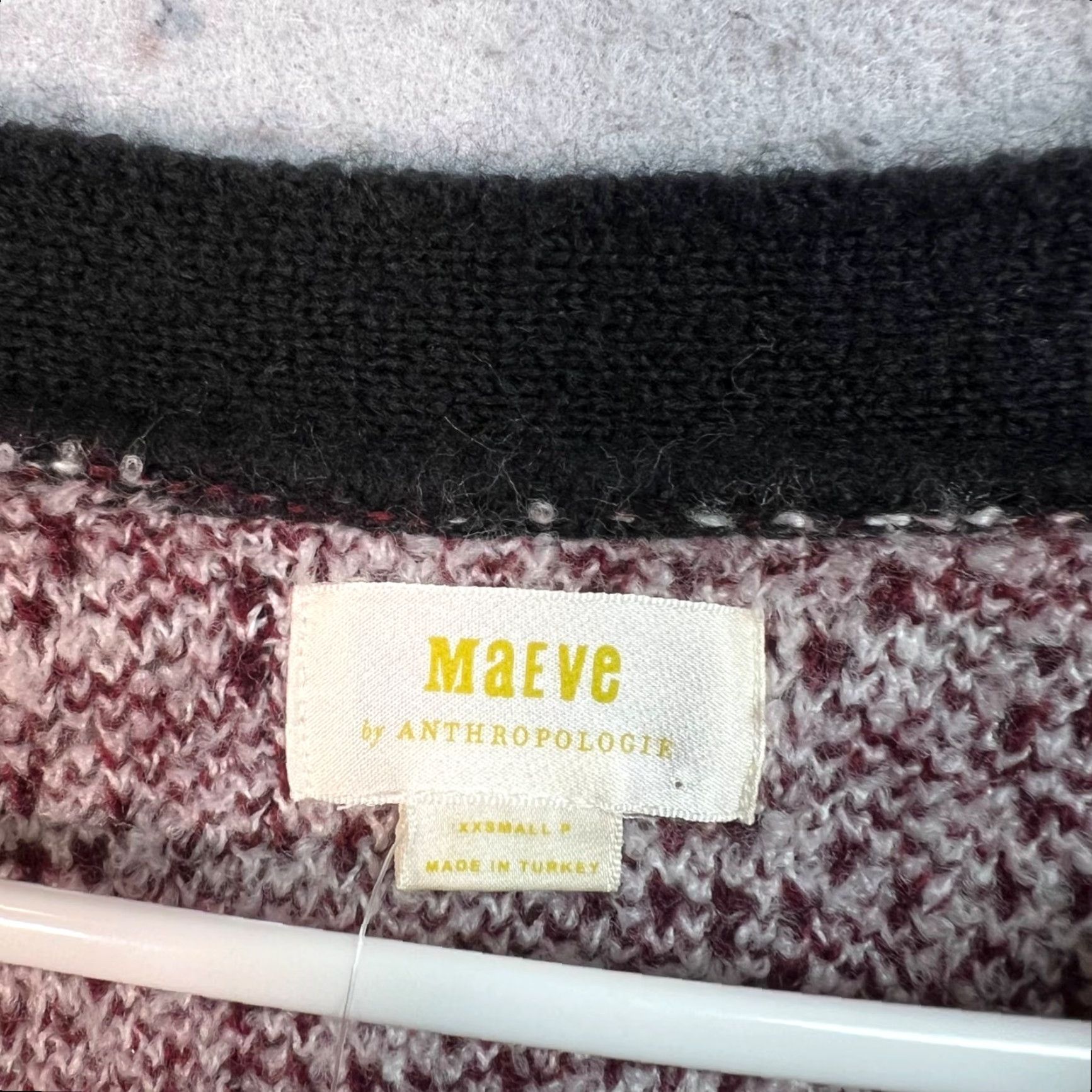 Vintage Maeve Cardigan Houndstooth Knit Sweater Burgundy White Black XXS Petite Womens NEW! Size XXS / US 00 / IT 34 - 3 Thumbnail