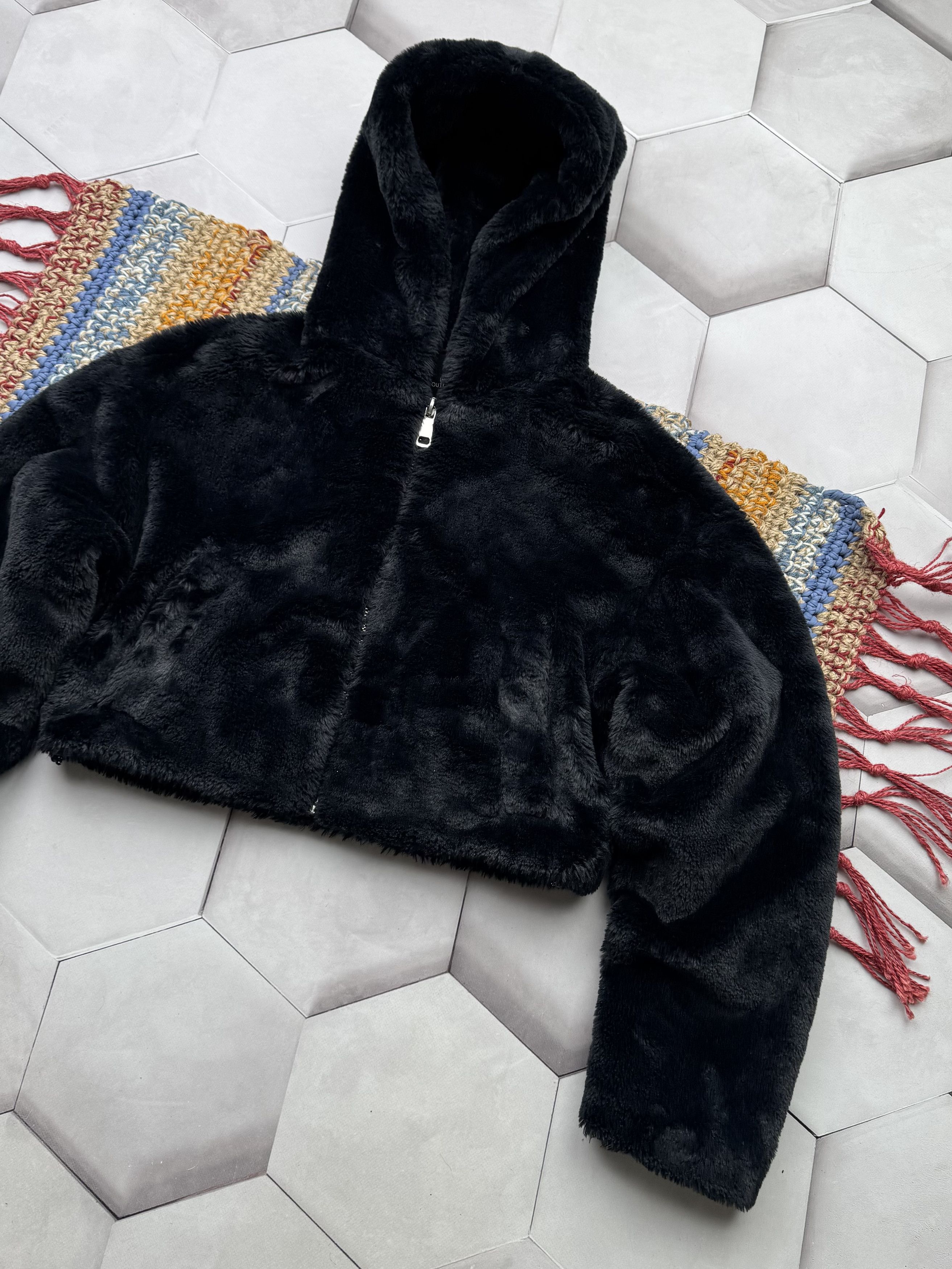 Vintage Vintage Cropped Faux Fur Hooded Jacket (E4) Size M / US 6-8 / IT 42-44 - 3 Thumbnail