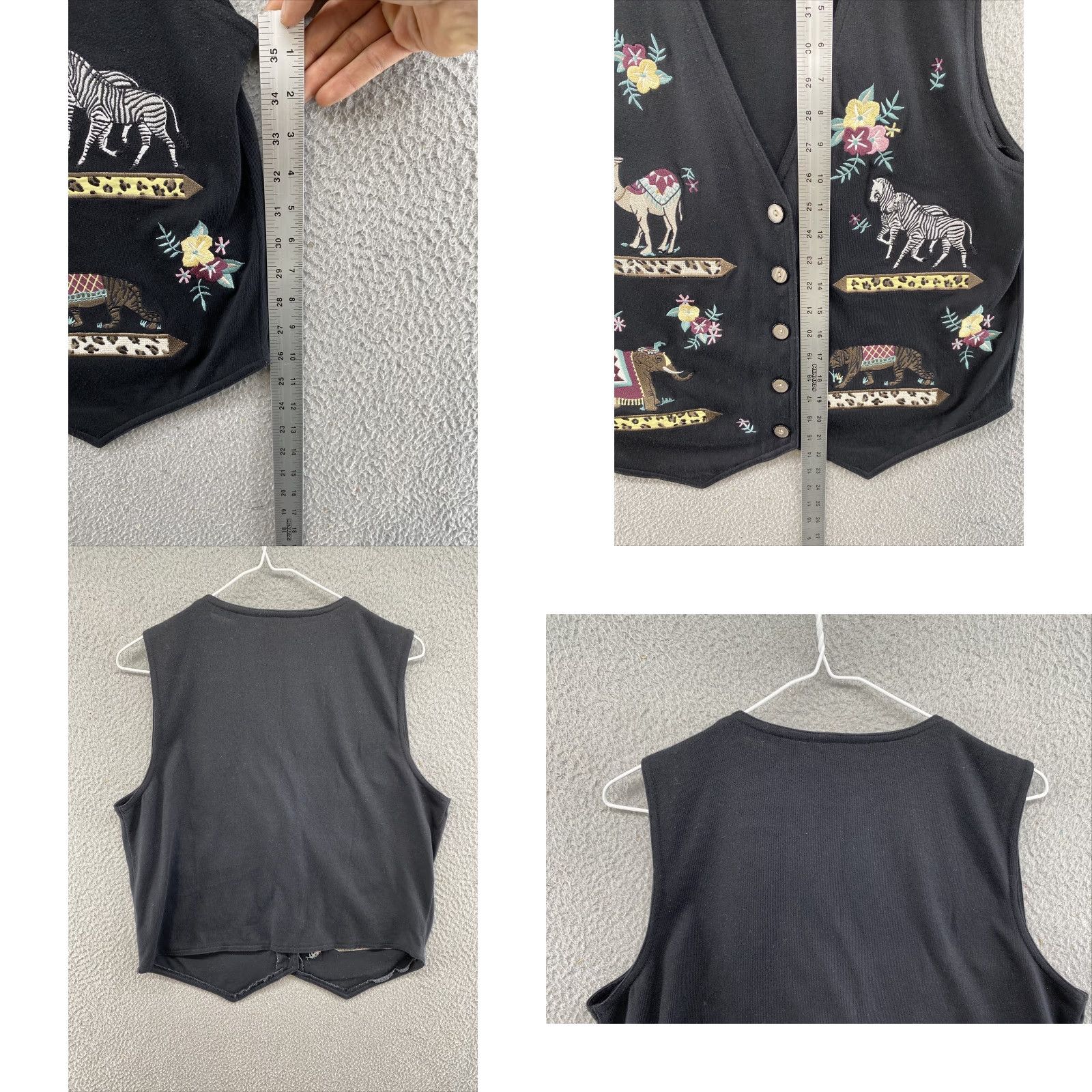 Vintage Christopher & Banks Women’s Button-Up Vest Embroidered Zoo Animals Size Small Black Size S / US 4 / IT 40 - 8 Thumbnail
