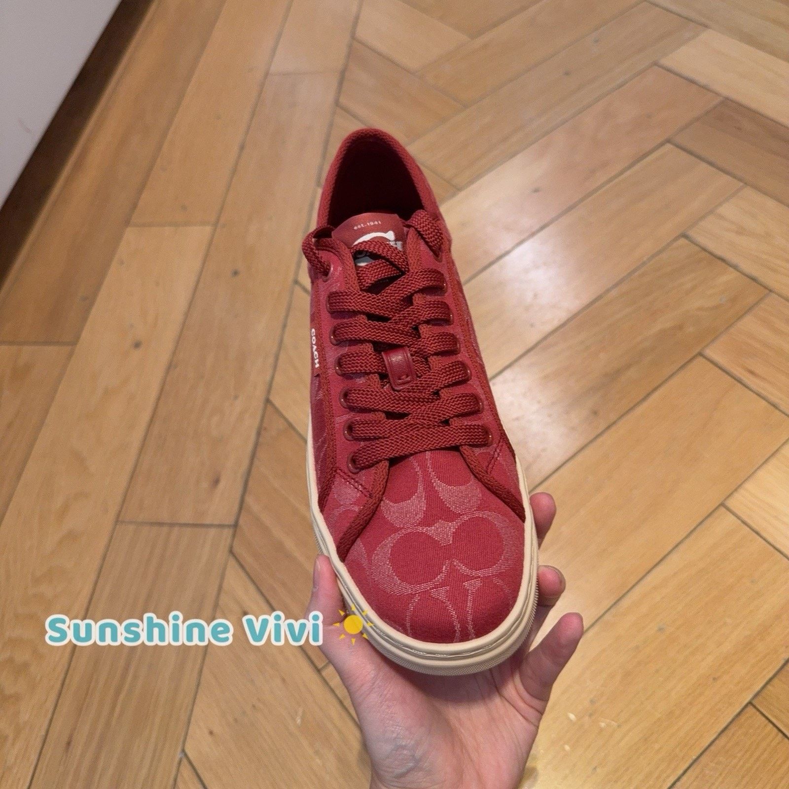 Coach NEW Coach Woman Canvas Sneaker In Signature Denim Red CDE35 Size US 8 / IT 38 - 2 Thumbnail