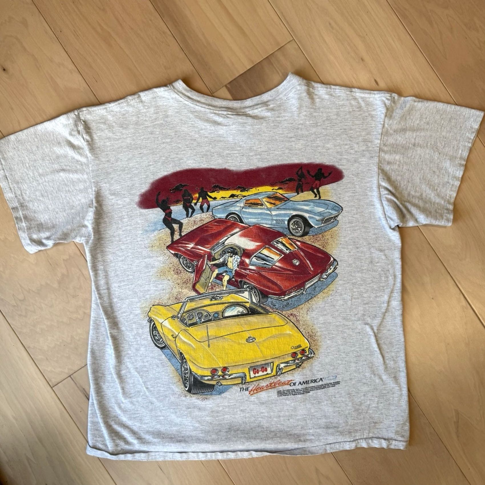 Vintage Vintage Chevrolet Corvette Shirt XL Gray 90s Made USA SSI Heartbeat of America Mens T-Shirt Size US XL / EU 56 / 4 - 6 Thumbnail