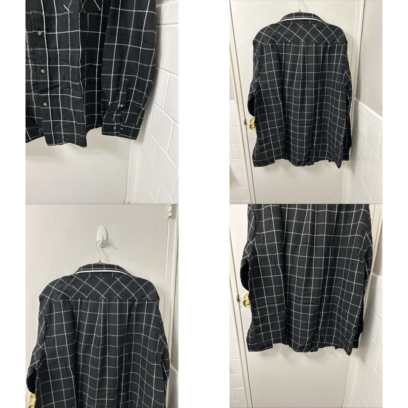 Vintage Berkley Jensen Flannel Shirt Mens 3XL Black Windowpane Plaid Button Down L/S NWT Size US XXL / EU 58 / 5 - 8 Thumbnail
