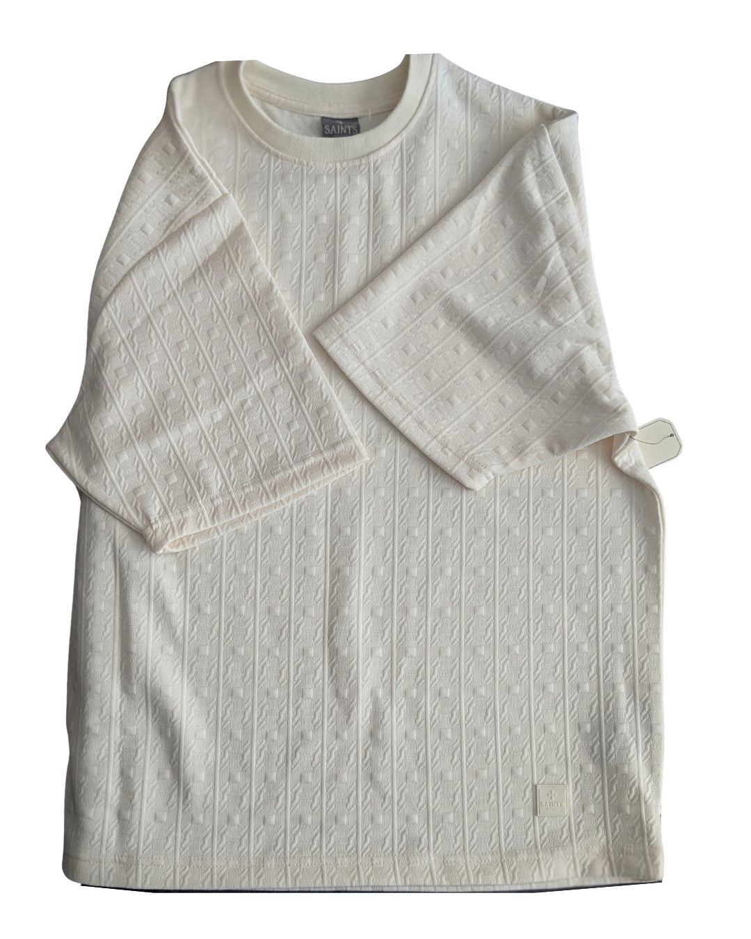 Other Saints Studio Textured Ecru Loose Fit T Shirt Men Med M NWT Size US M / EU 48-50 / 2 - 1 Thumbnail