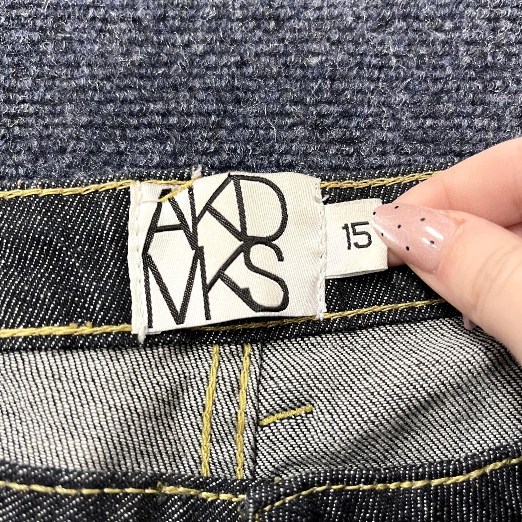 Denime Y2K AKDMKS Jeans Mens 38 x 32 Dark Wash Slim Straight Denim Zip Pockets Blue Size US 38 / EU 54 - 5 Thumbnail