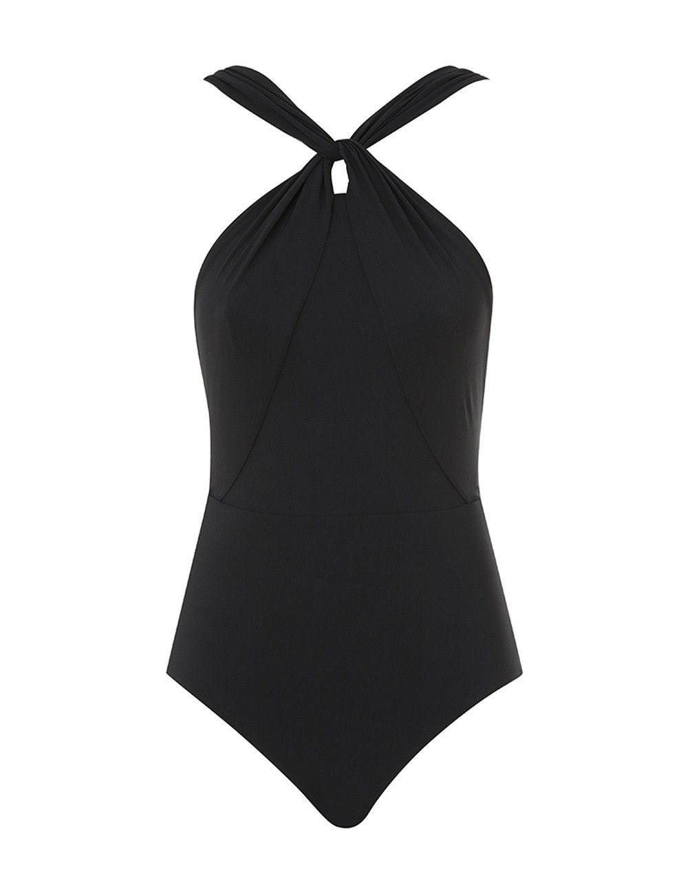oc11z0525 Ottie High Neck Draped Bodysuit in Noir