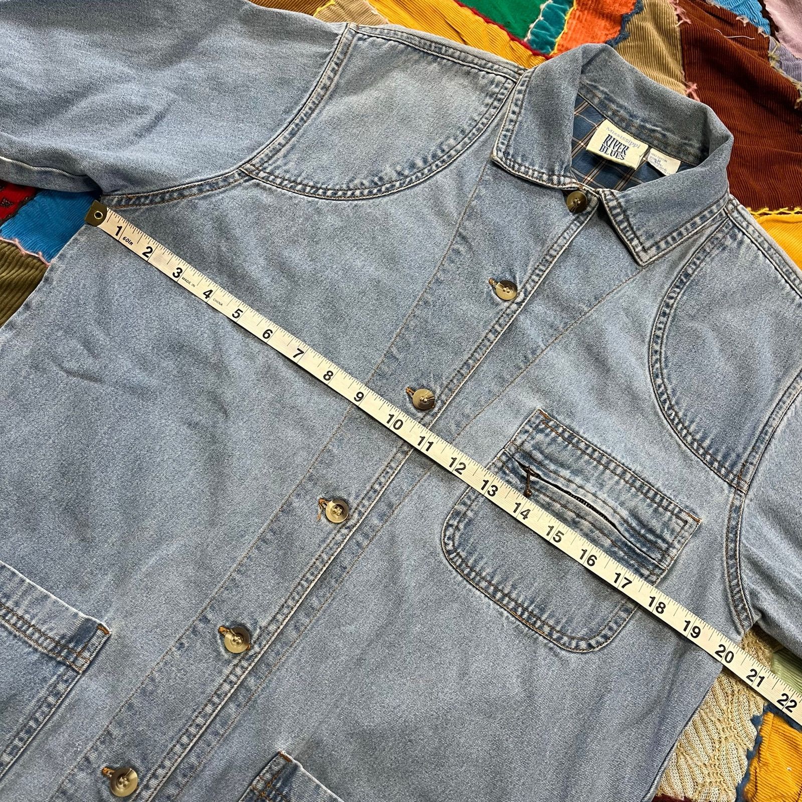 Other Vintage River Blues Plaid Lined Lighter Washed Denim Button Size US M / EU 48-50 / 2 - 5 Thumbnail