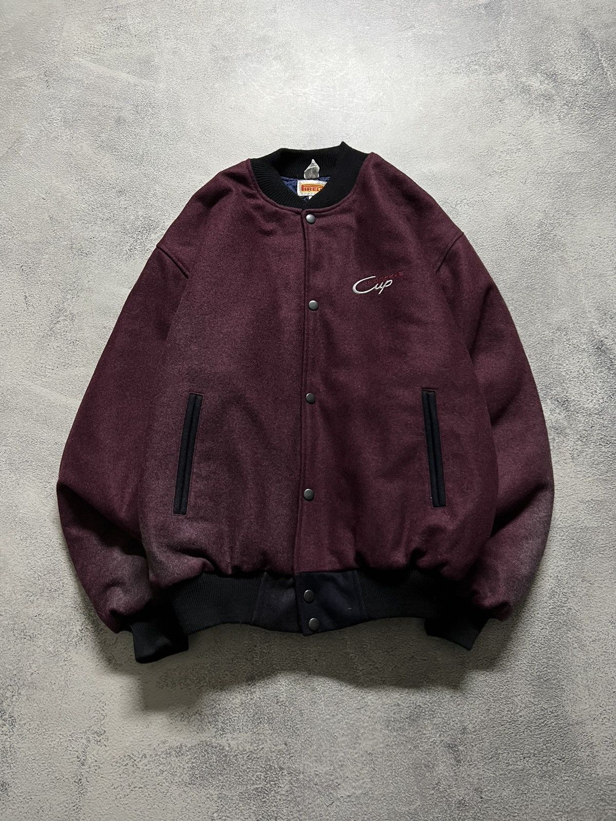 Vintage Y2k Thrashed Porsche Cup Firelli Wool Bomber Jacket 90’s Size US M / EU 48-50 / 2 - 4 Thumbnail