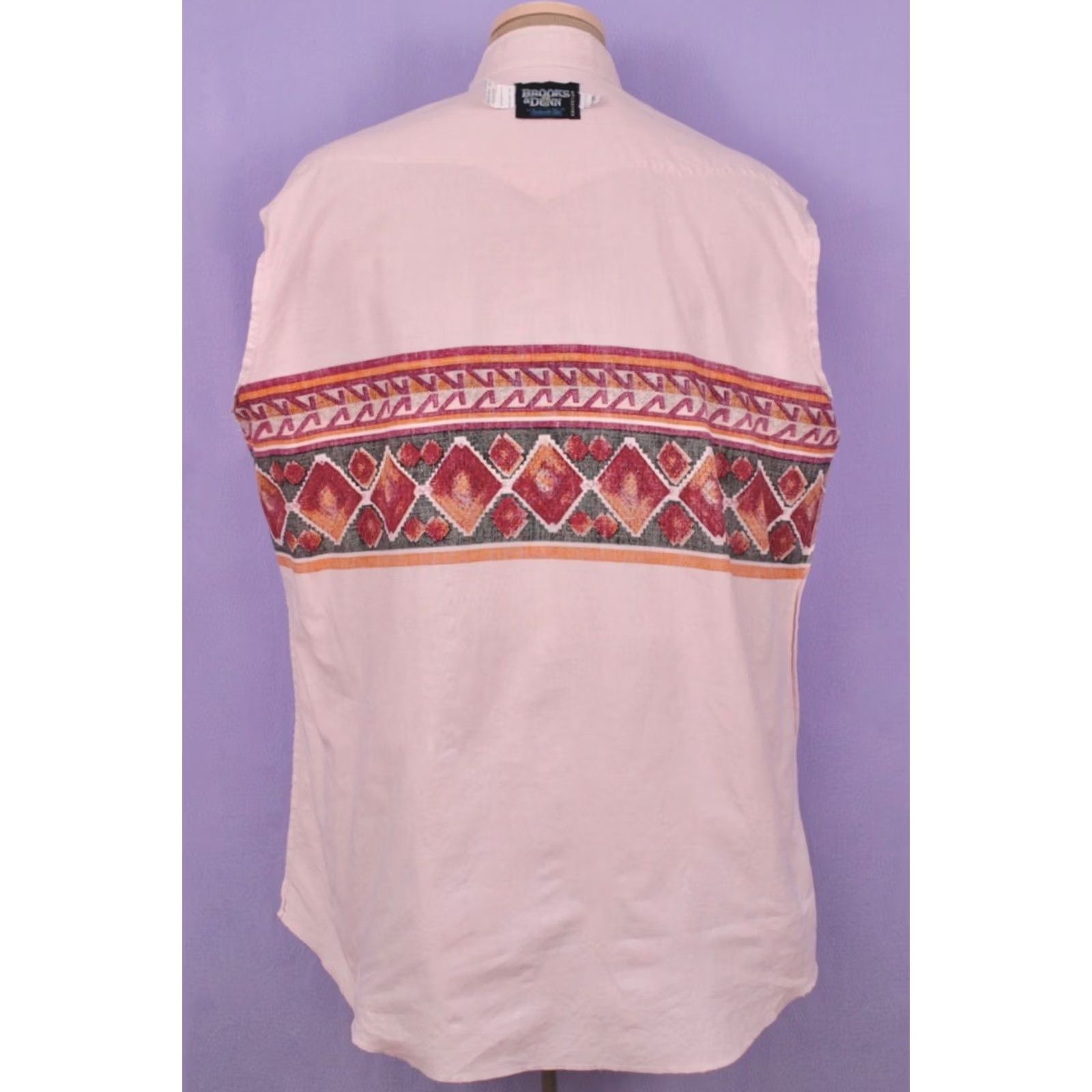 Brooks Brooks & Dunn Western Shirt 90s Shirt XL Pink Orange, Men's VTG 1990s Cotton Long Sleeve, 52 Chest, Regular Size US XL / EU 56 / 4 - 3 Thumbnail