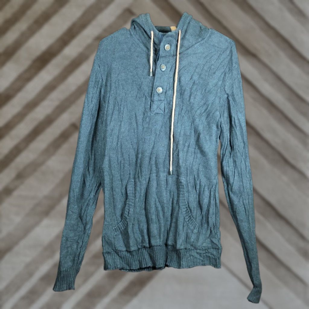Vintage Kolby Mens Sweater Hooded Pullover Dark Gray Front Pocket Medium Size US M / EU 48-50 / 2 - 1 Thumbnail