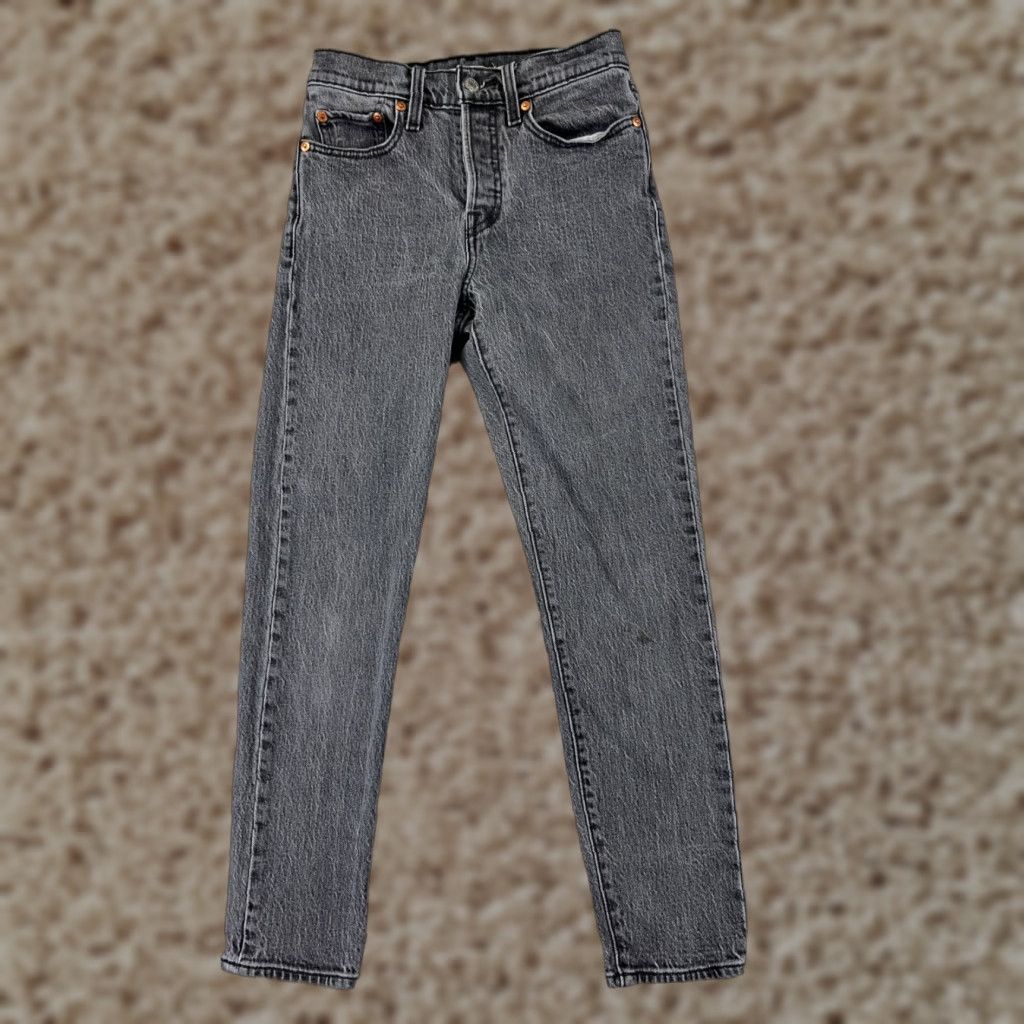 Levi's Levis Premium Womens Jeans 24 Black Denim Wedgie Button Fly 23x26 Size 42" / US 20 - 1 Thumbnail