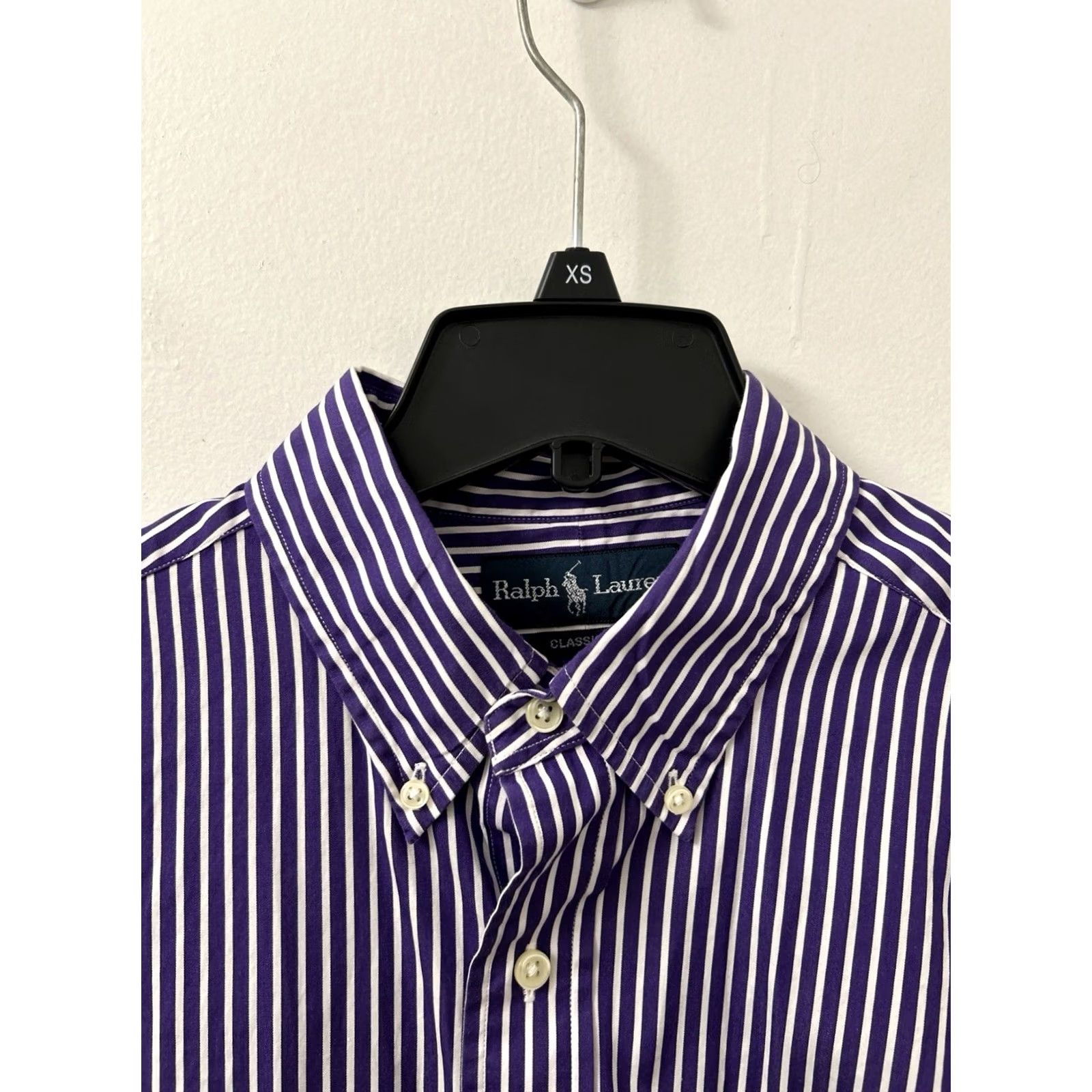 Ralph Lauren VINTAGE Ralph Lauren Shirt Mens L Purple White Striped Oxford Classic Button-Down Size US L / EU 52-54 / 3 - 5 Thumbnail