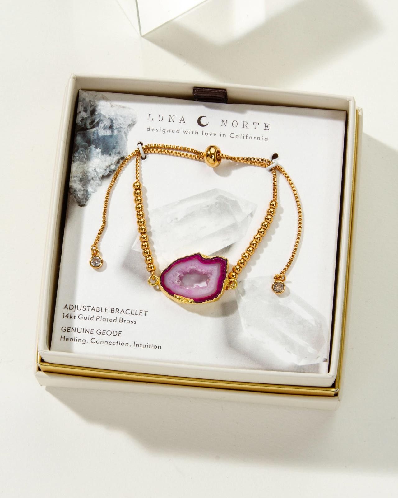 Other Luna Norte Golden Elements Adjustable Bracelet- Pink Geode Size ONE SIZE - 2 Thumbnail