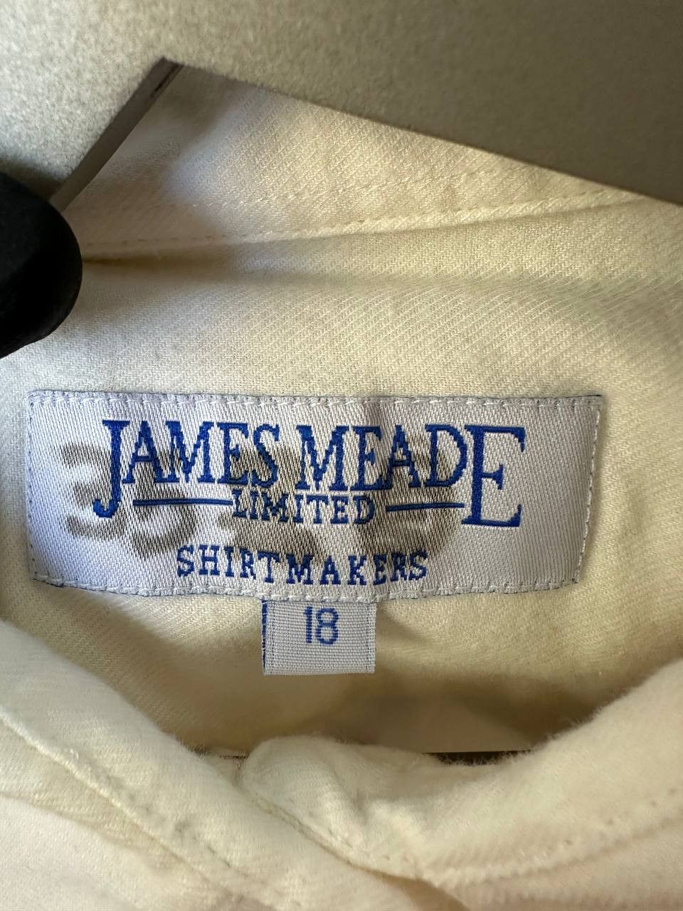 Designer James Meade Wool Shirt Button Up Milk Long Sleeve Size US XXL / EU 58 / 5 - 11 Thumbnail