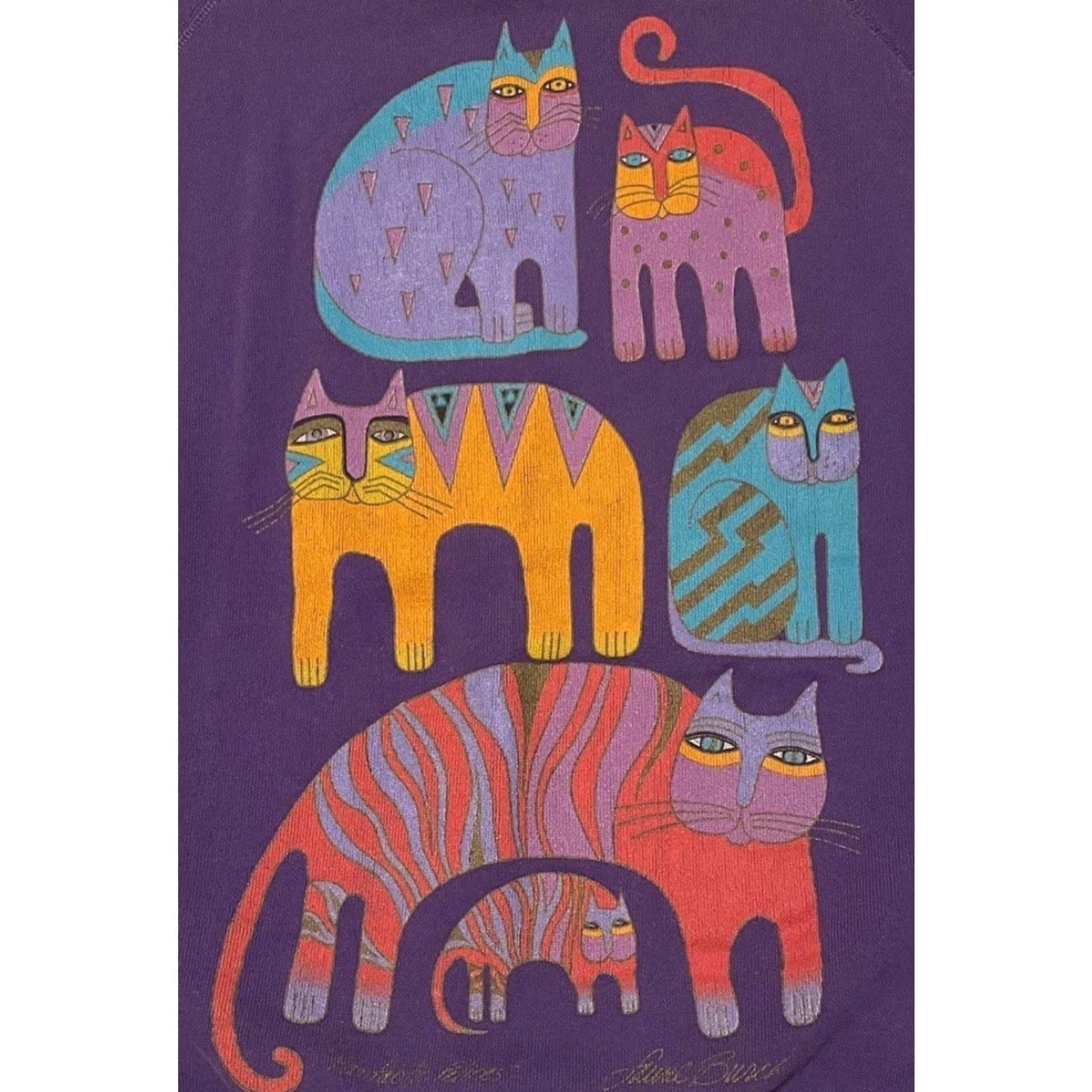 Vintage Vtg 90s Abstract Cat Art Faded Shirt S M USA Animals Nature Funny Dog Grunge 80s Size US S / EU 44-46 / 1 - 2 Thumbnail
