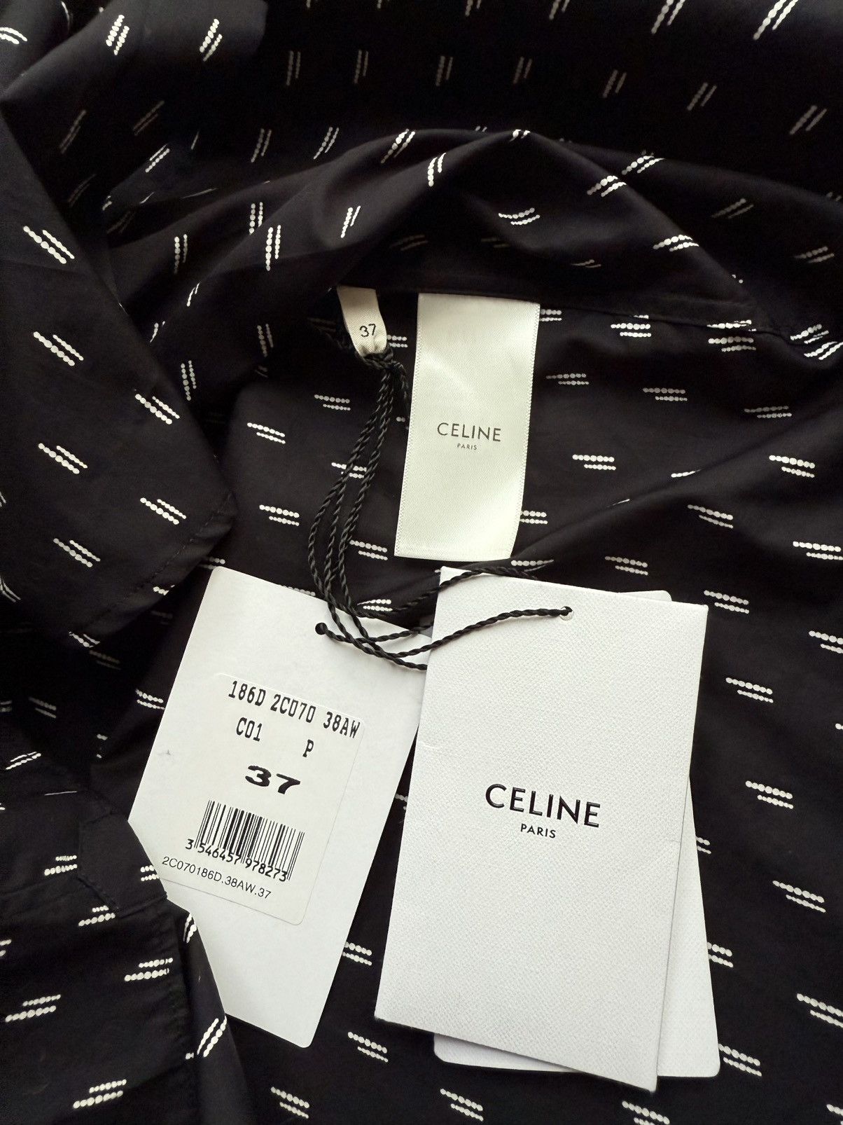 Celine SS19 Celine stand up collar black shirt Hedi Slimane 37 BNWT Size US S / EU 44-46 / 1 - 8 Thumbnail
