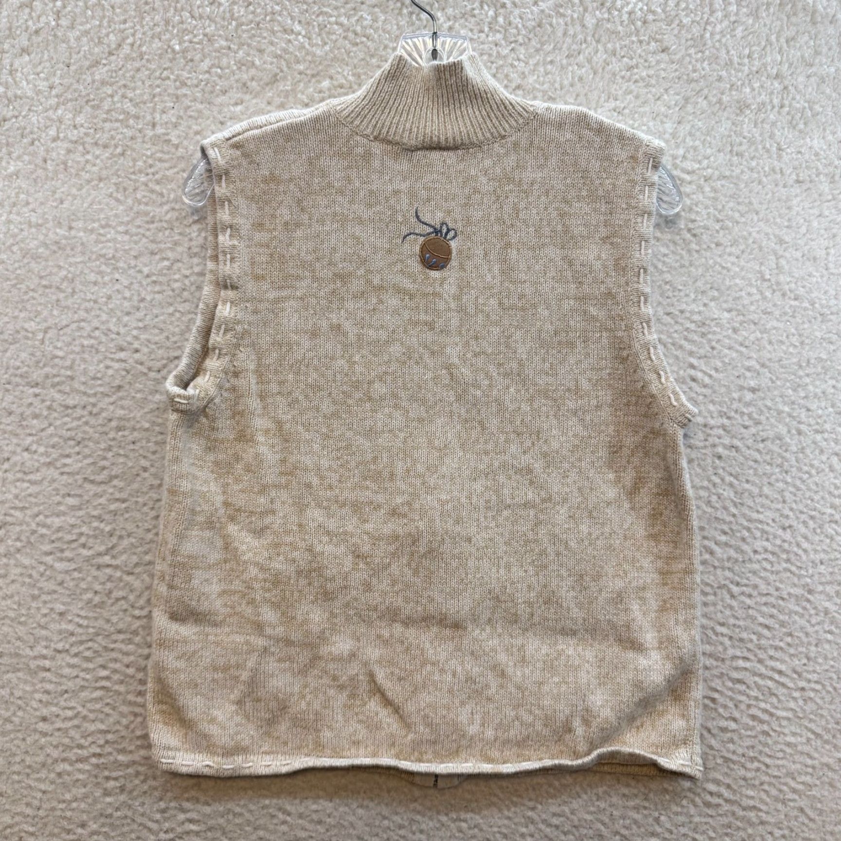 Vintage VINTAGE Pappagallo Christmas Sweater Vest Shirt Women Medium Beige Mock Neck Knit Snowman Winter Size M / US 6-8 / IT 42-44 - 2 Thumbnail