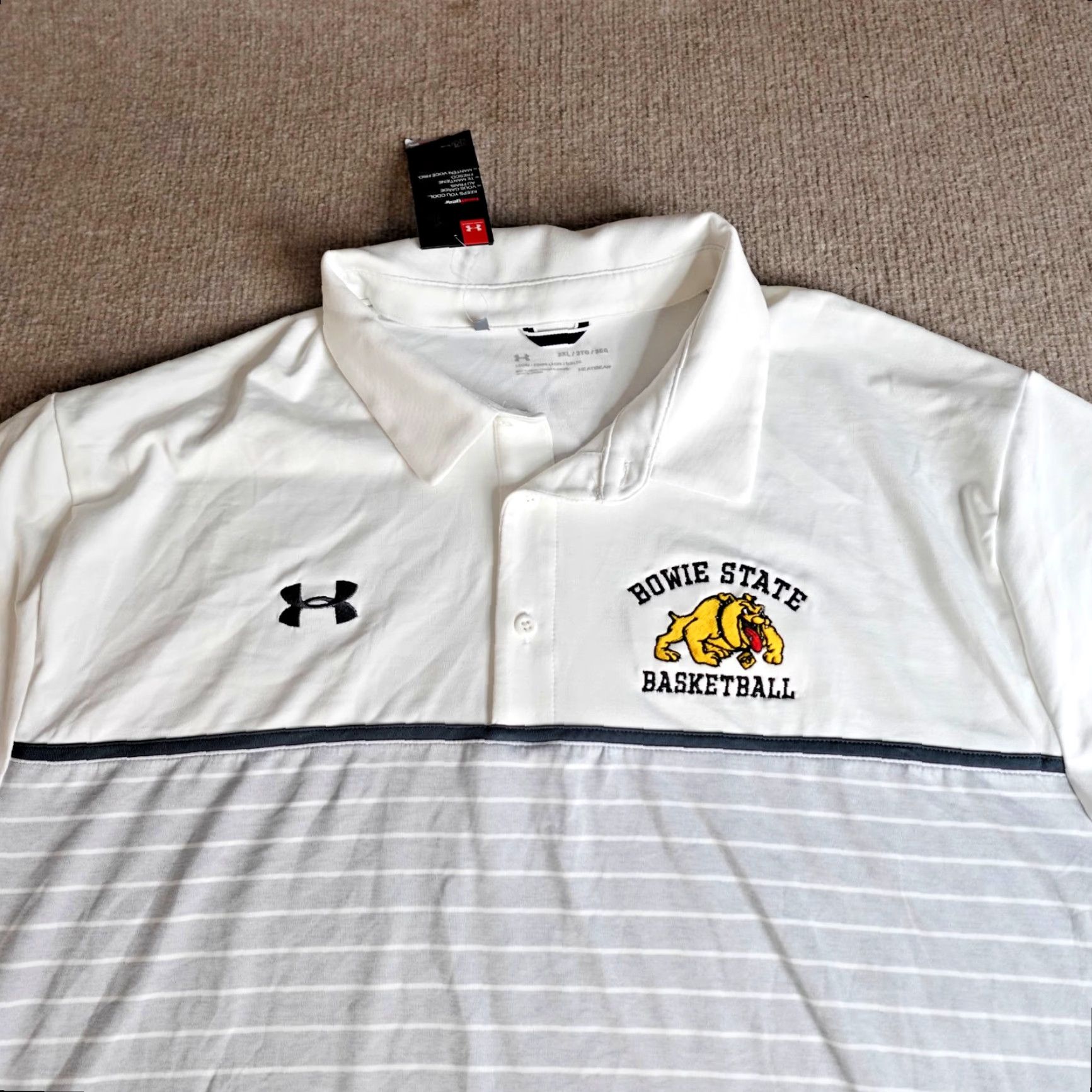 Under Armour Under Armour Polo Shirt 3XL Gray White Embroidered Bowie State Bulldogs NEW READ Size US XXL / EU 58 / 5 - 2 Thumbnail