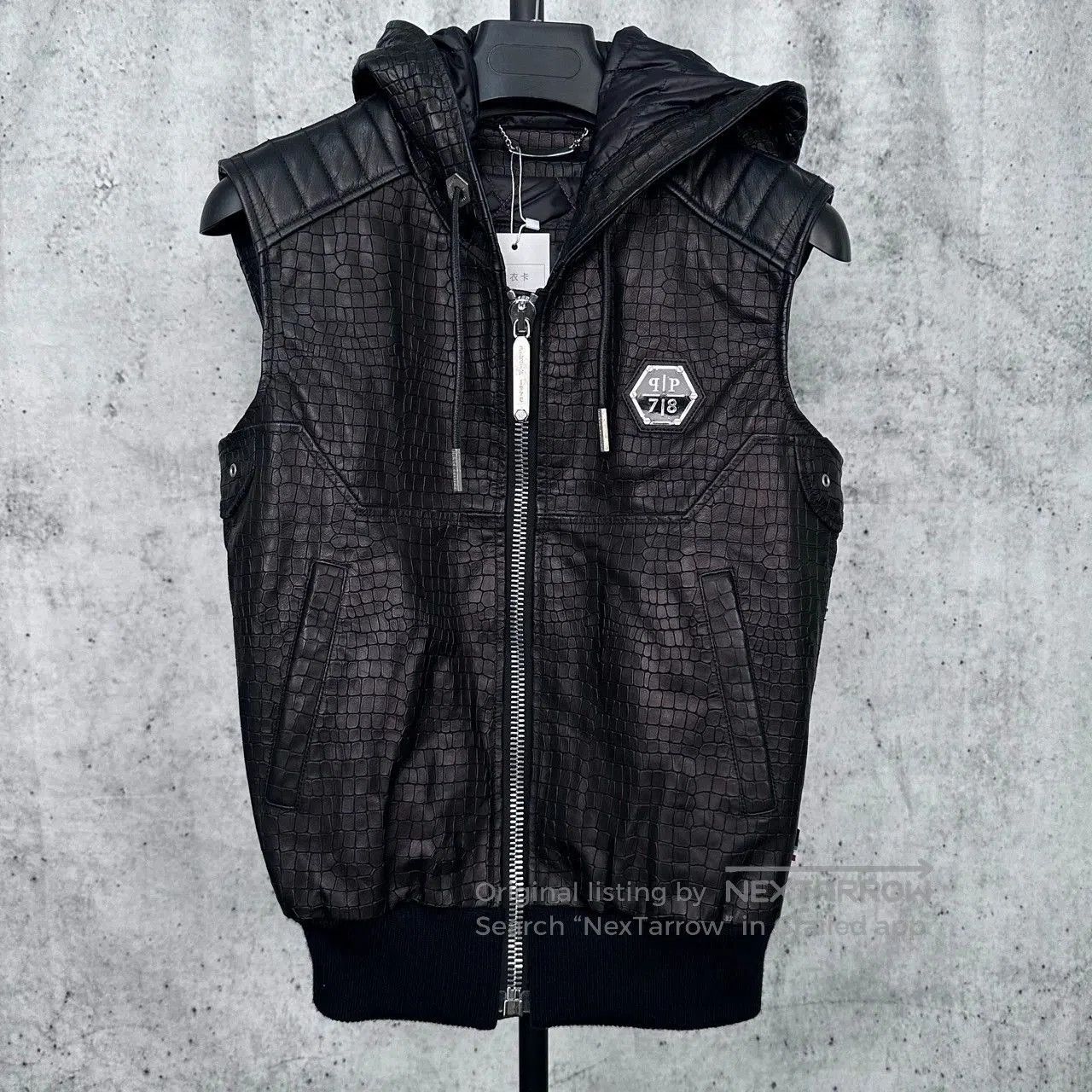 Philipp Plein black crocodile leather motorcycle vest jacket. Size US XS / EU 42 / 0 - 1 Thumbnail
