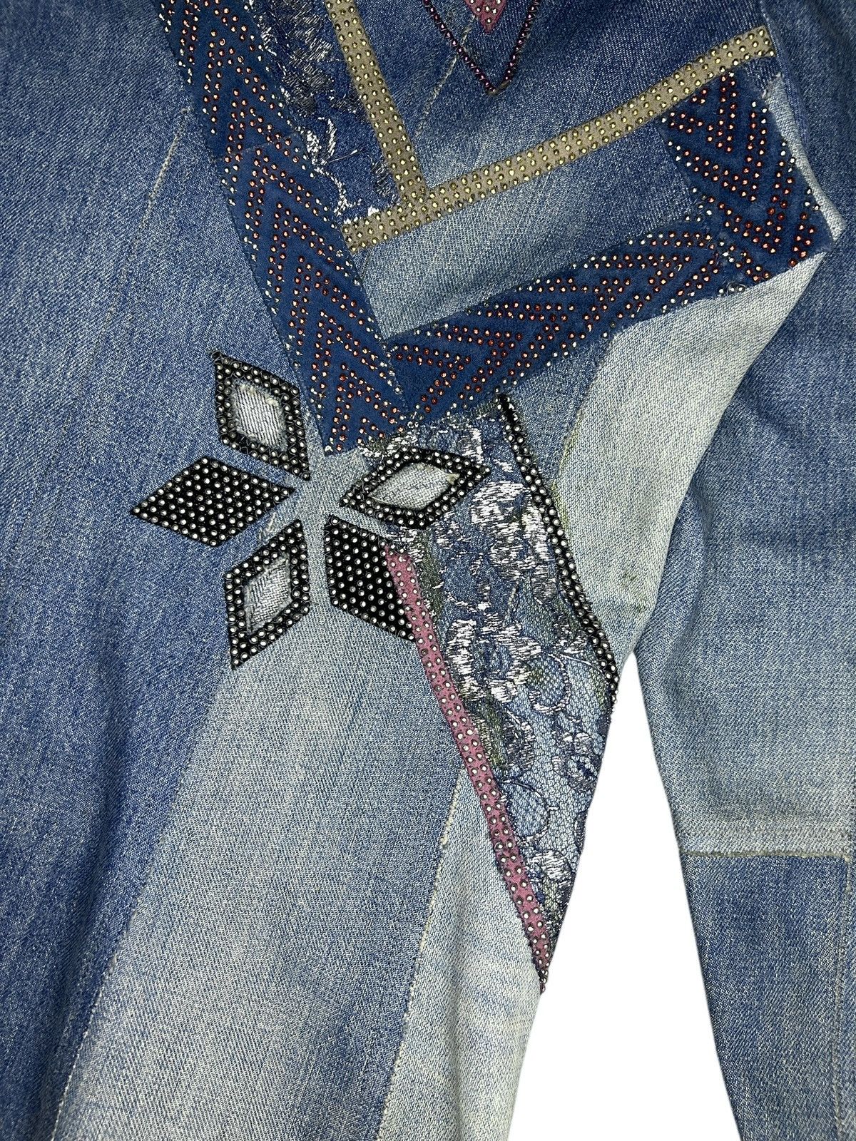 Roberto Cavalli 80s Patchwork Denim Blazer Size S / US 4 / IT 40 - 9 Thumbnail