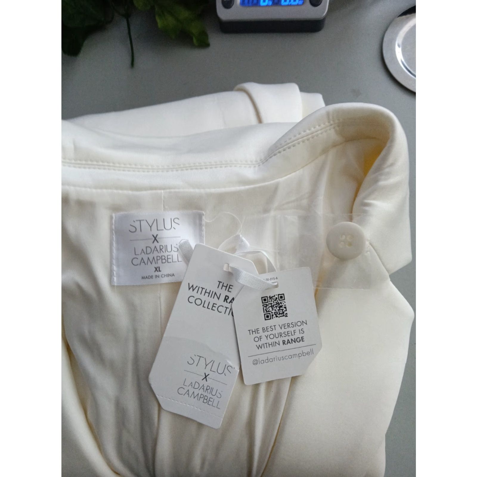 Vintage Stylus Jacket XL Ivory Two-Button Single-Breasted Formal 2 Piece Men’s Suit Jacket & Coat Size 46R - 6 Thumbnail