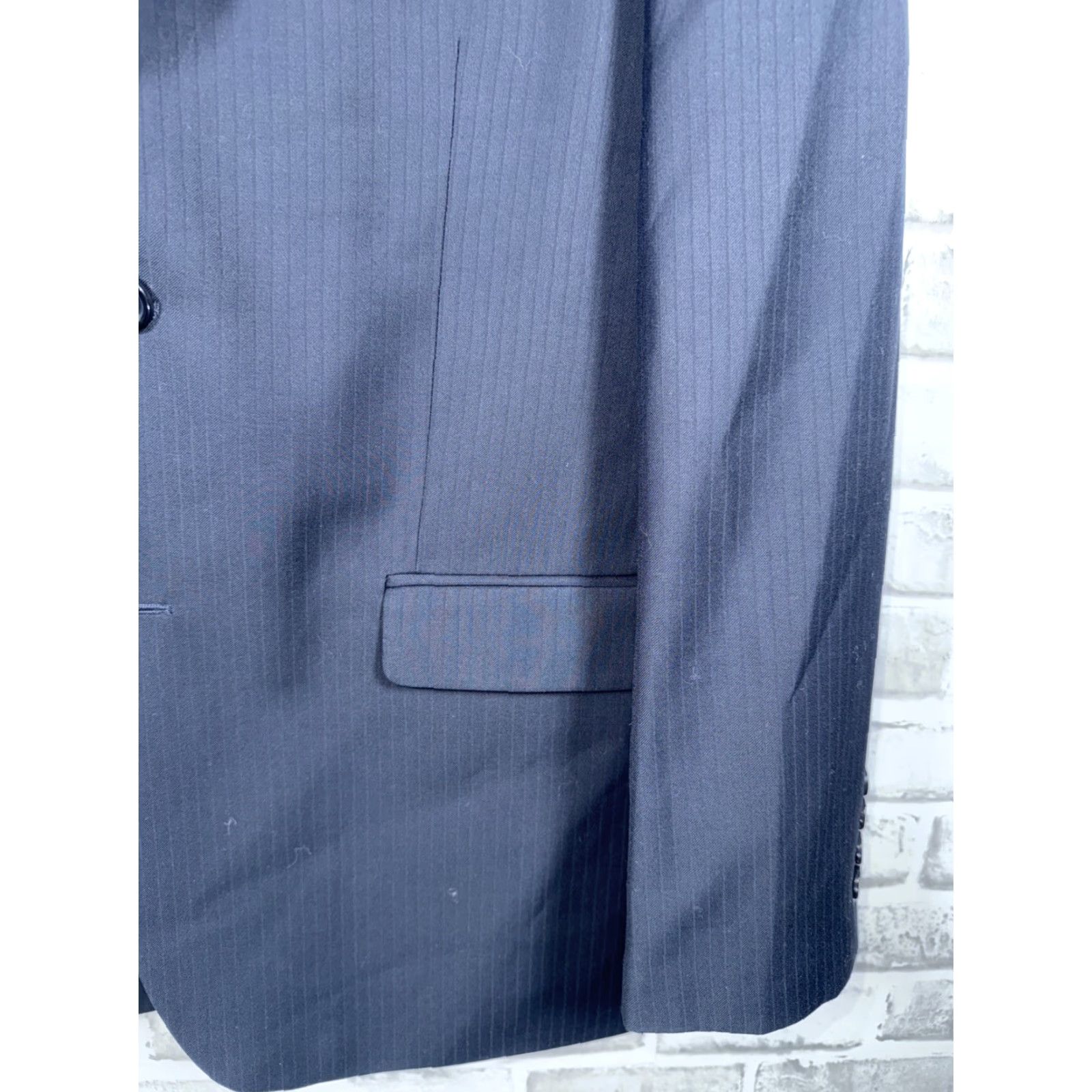 Vintage Caravelli Navy Suit Jacket 38R Regular Blue 2-Button Notch Lapel Men 1 Piece Italy Dress Coat Size 38R - 3 Thumbnail