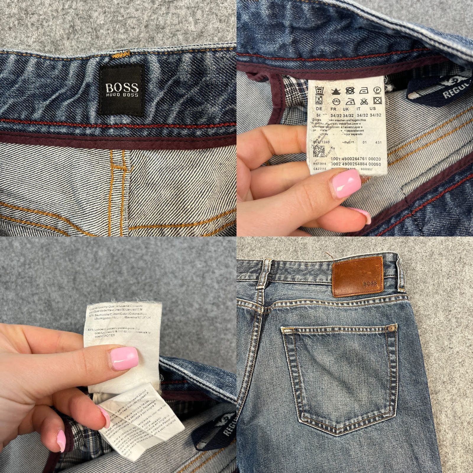 Hugo Boss HUGO BOSS Jeans Regular Straight 34 30 Mid Wash Blue Whiskers Fades Vintage No Colour Blue Medium Denim 5-Pocket Mens Jeans Size US 34 / EU 50 - 8 Thumbnail