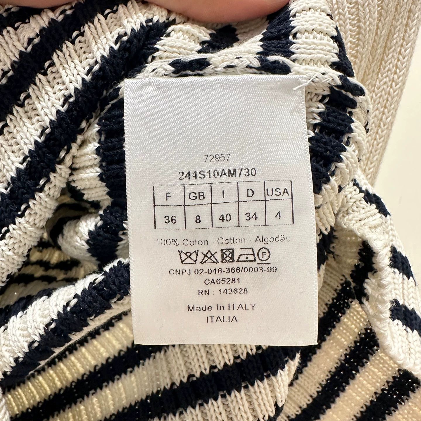 Christian Dior Monsieur Dior apr62 Star Slogan Stripe Shoulder-Tab Knit 36 Cotton Size XS / US 0-2 / IT 36-38 - 4 Thumbnail