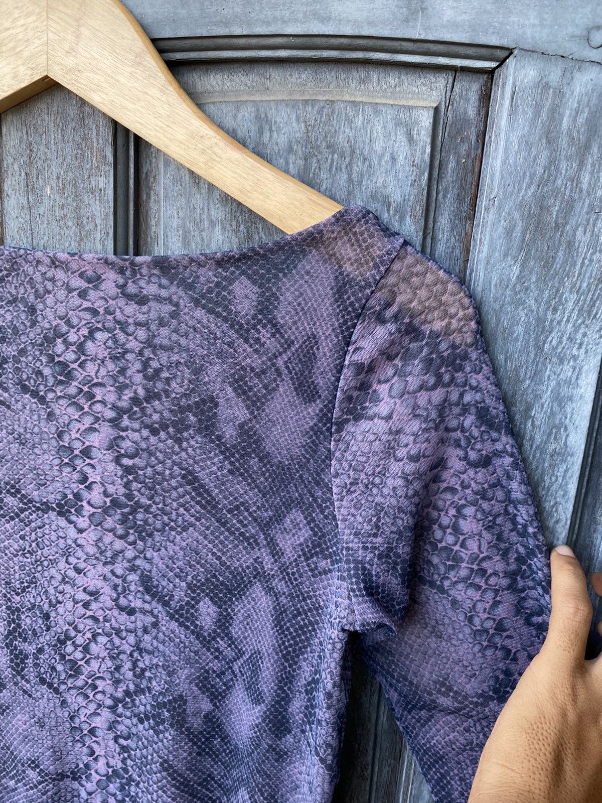 Vintage Vintage Purple Snake Print Mesh Long Sleeve Top Japanese Size XS / US 0-2 / IT 36-38 - 10 Thumbnail