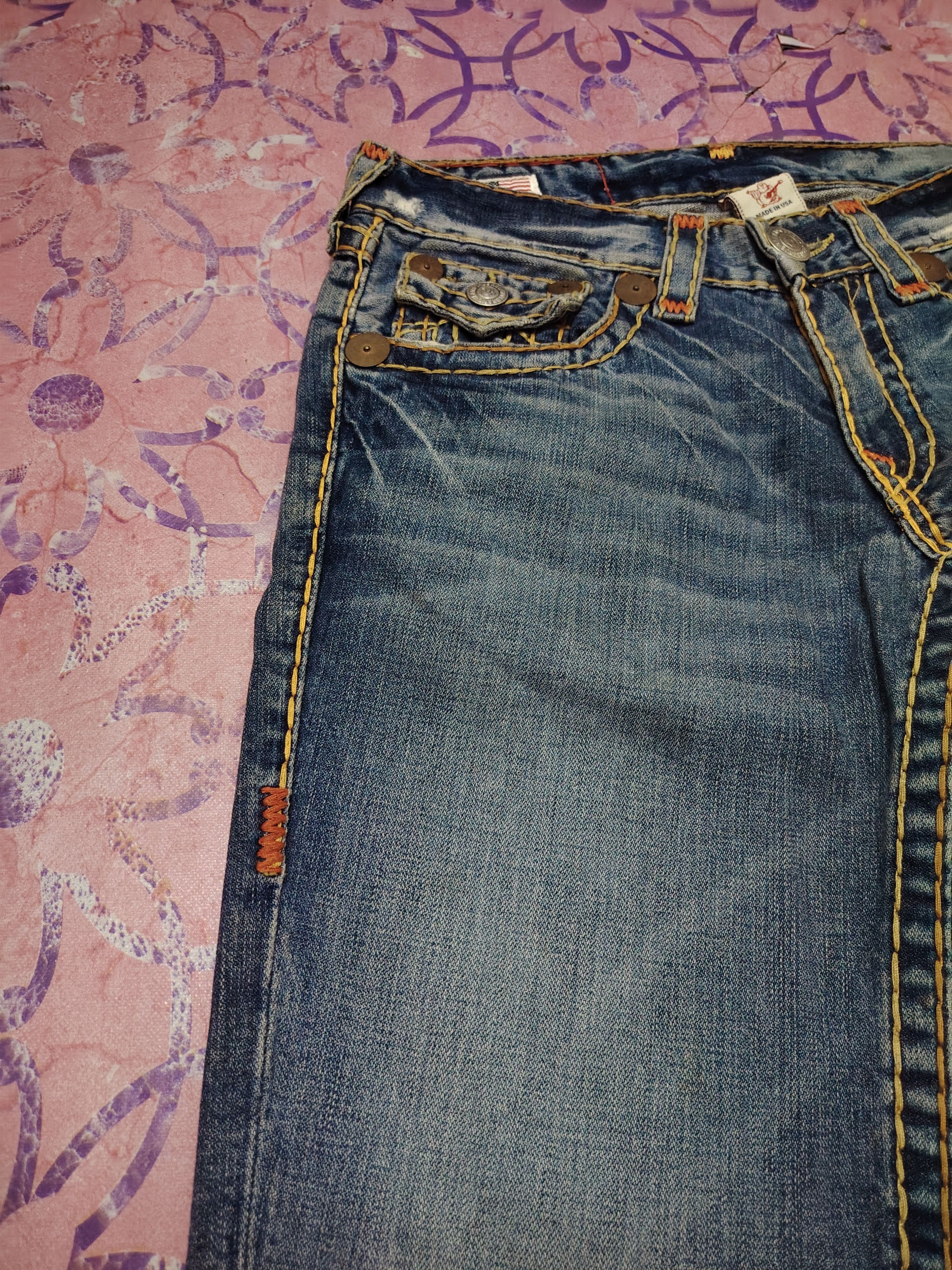 True Religion True Religion Jeans Orange Stitch Joey Super T Denim Flared Size US 31 - 17 Thumbnail
