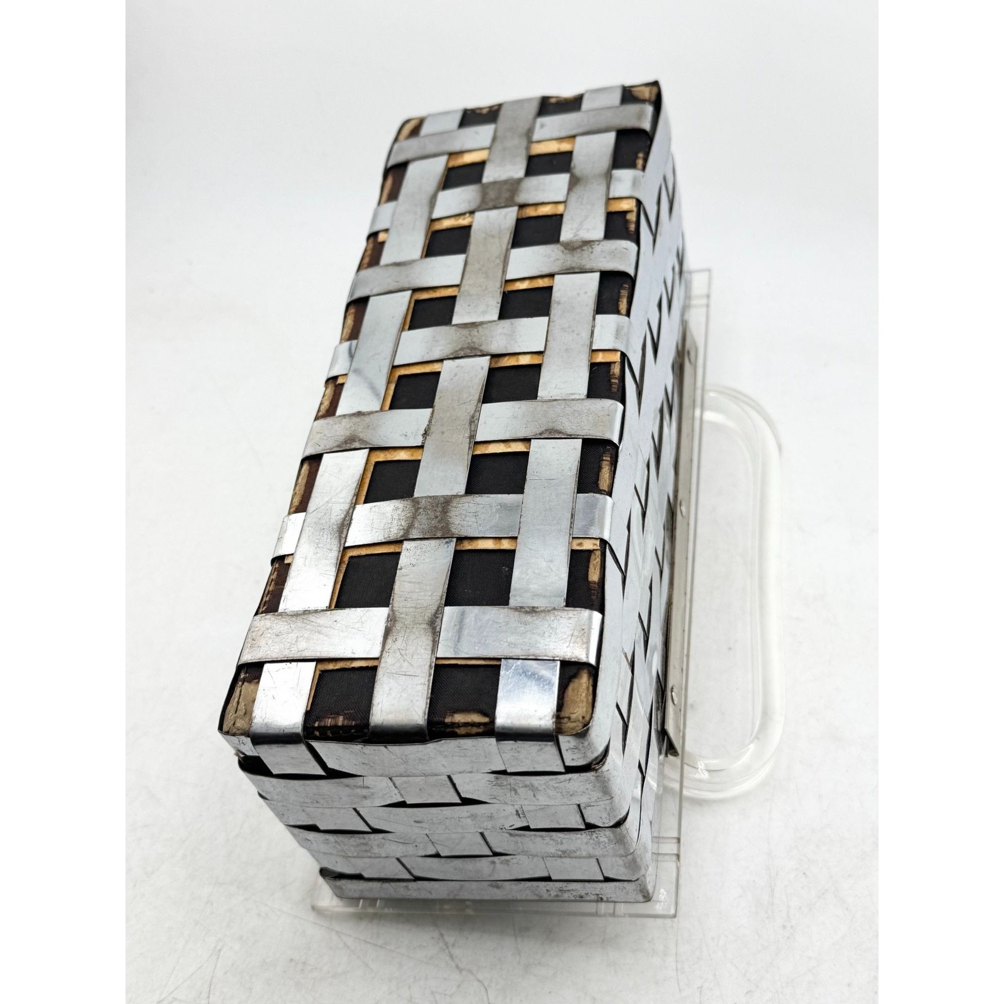 Vintage Vintage Estate Art Deco Floral Lucite Metal Woven Box Handba Size ONE SIZE - 7 Thumbnail