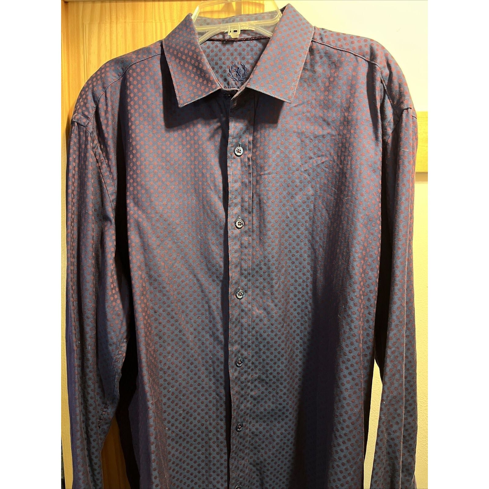 BUGATCHI Bugatchi Uomo Men’s L Purple Geometric Dot LS Cotton Shirt Size US L / EU 52-54 / 3 - 2 Thumbnail