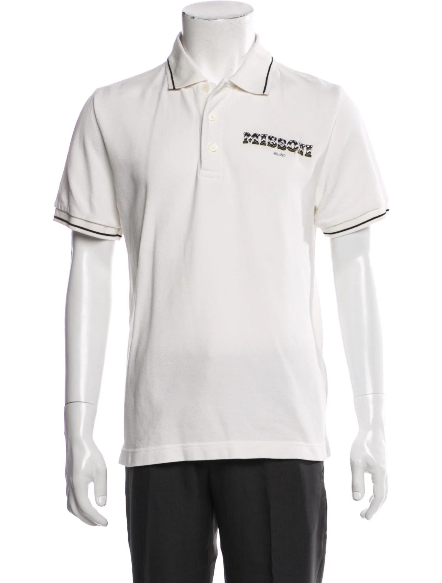 Missoni o1y0225 Logo Polo Shirt in White Size US S / EU 44-46 / 1 - 1 Thumbnail