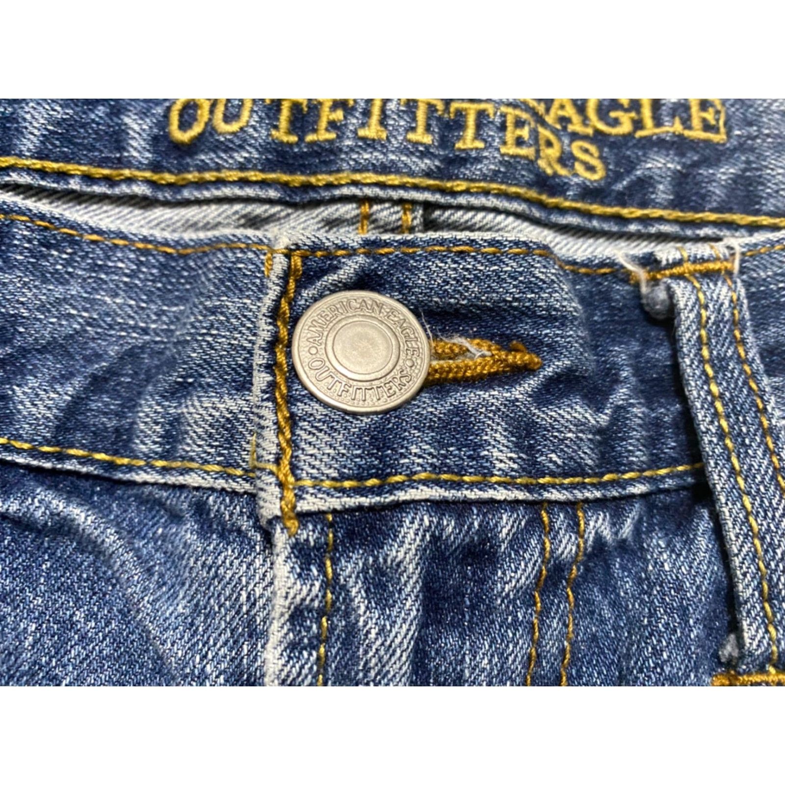 American Eagle Outfitters American Eagle Womens 33 Jean Shorts Blue Denim High Rise Cut-Off Medium Wash Size 24" / US 00 / IT 34 - 6 Thumbnail