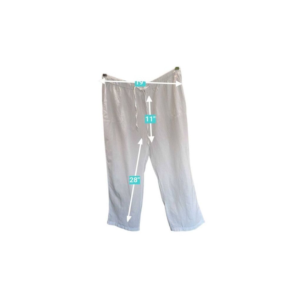 Liz Claiborne Liz Claiborne White Linen/ Rayon Pants Tie At Waist. Size XL Size 38" / US 16 / IT 52 - 4 Thumbnail