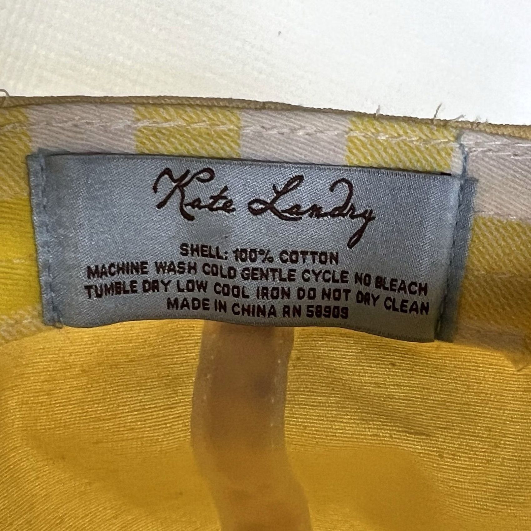 Vintage Kate Landry Beach Hat Yellow Blue Dragonfly Embroidered Adjustable Strap Women Size ONE SIZE - 6 Thumbnail