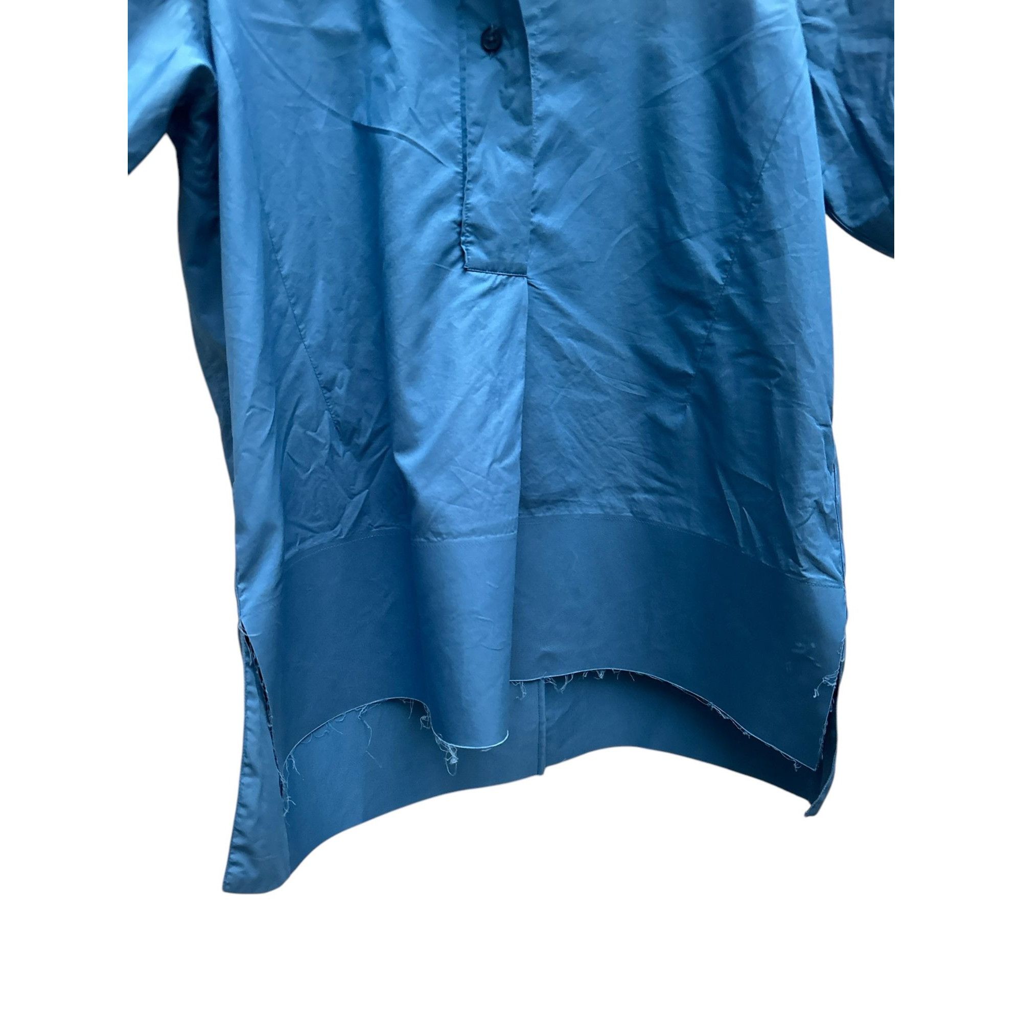 Jil Sander Blue Cotton Short Sleeves Shirt Size S / US 4 / IT 40 - 4 Thumbnail