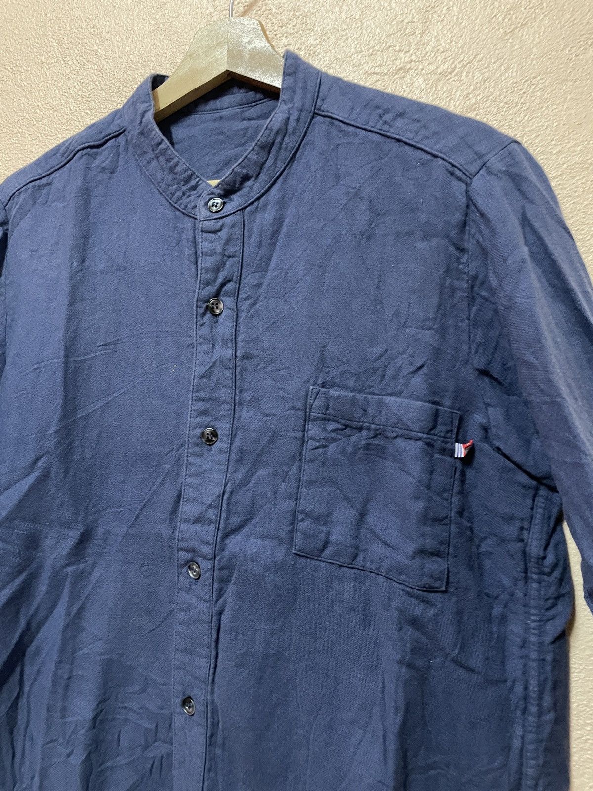 Japanese Brand Broome towel Japan Henley Collar Casual Blue Indigo slim fit Size US L / EU 52-54 / 3 - 4 Thumbnail