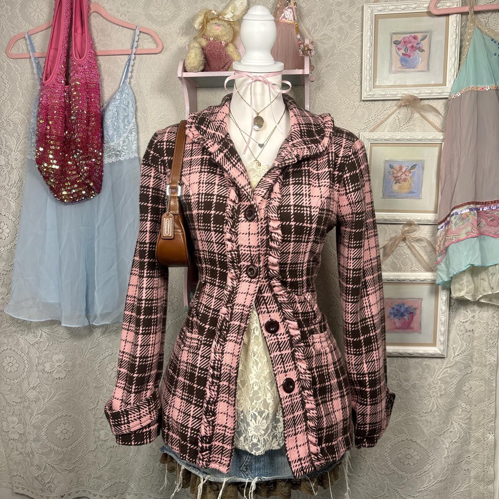 Other y2k pink and brown ruffle plaid jacket Size M / US 6-8 / IT 42-44 - 1 Thumbnail