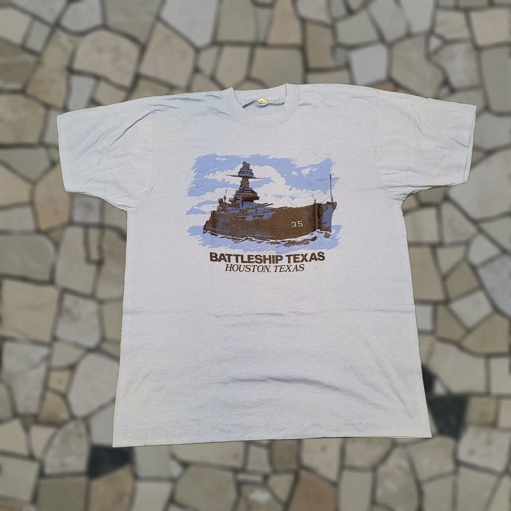Vintage VTG 80s Single Stitch USS Texas BB-35 Shirt Mens M Military Ship USN Navy Made USA Vintage Tee Size US M / EU 48-50 / 2 - 1 Thumbnail