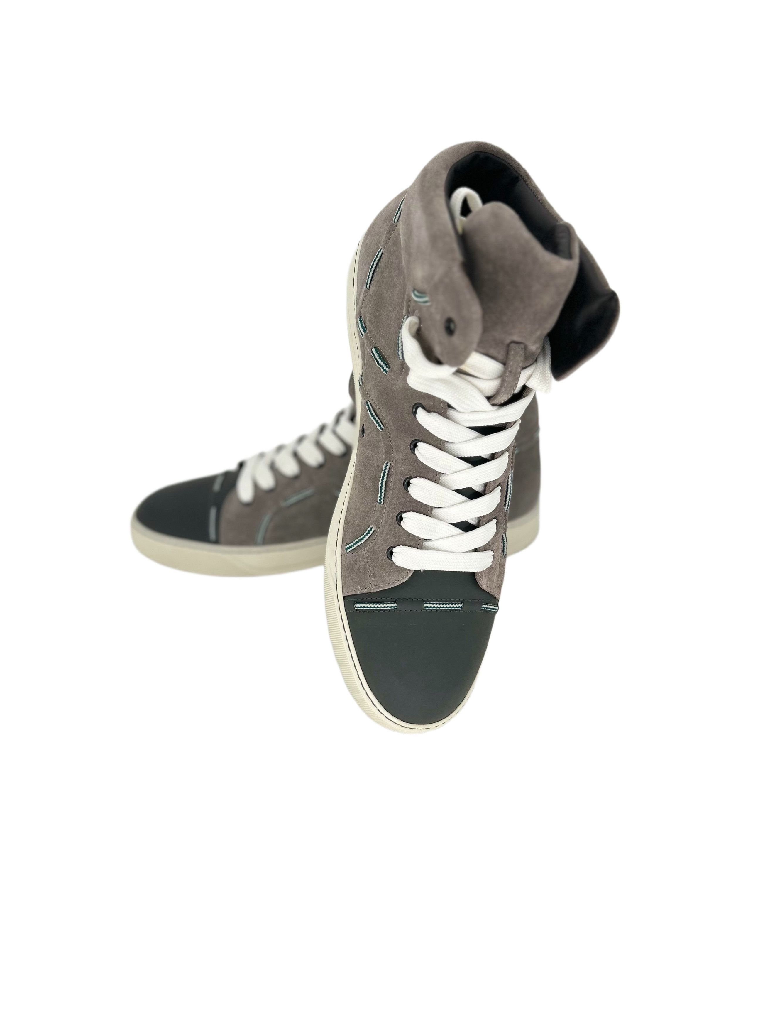 Lanvin Grey Suede Leather High Top Trainers Size US 12 / EU 45 - 3 Thumbnail