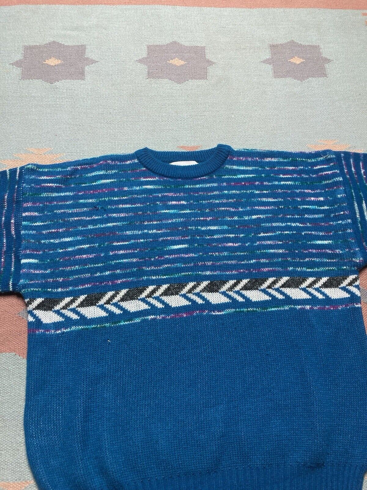 Vintage Vintage 80s crewneck sweater acrylic knit striped large Size US L / EU 52-54 / 3 - 2 Thumbnail