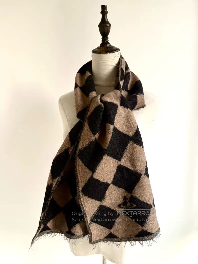 Vivienne Westwood Vivienne Westwood Brown and Black Saturn Diamond Weave Sca Size ONE SIZE - 3 Thumbnail
