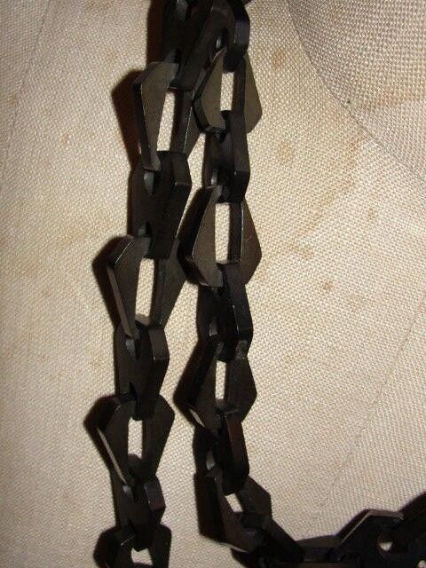 Handmade Flapper Vulcanite Chain Link Necklace Mourning Size ONE SIZE - 2 Thumbnail