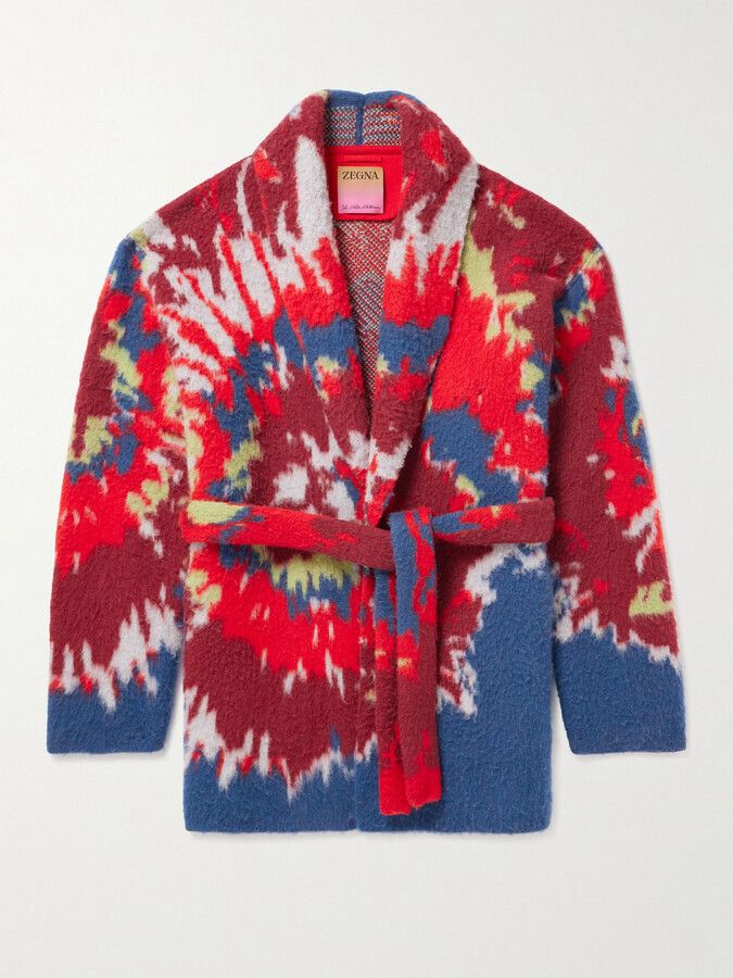 The Elder Statesman o1tko10426 Shawl-collar Jacquard-knit Tie-dye Cardigan Size US M / EU 48-50 / 2 - 1 Thumbnail