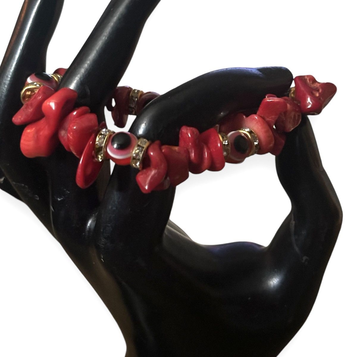 Other Red coral shell bead evil eye stretch bracelet Size ONE SIZE - 2 Thumbnail
