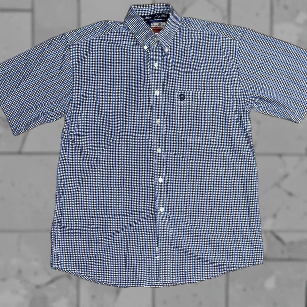 Wrangler Wrangler George Strait blue plaid short sleeve button up mens M Regular Men M Button-Up Short Sleeve Size: M Blue Wrangler George Strait Plaid Size US 31 - 1 Thumbnail